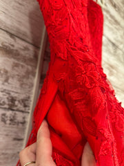 RED/FLORAL A LINE GOWN