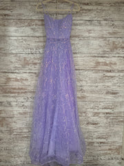 LAVENDER SPARKLY A LINE GOWN