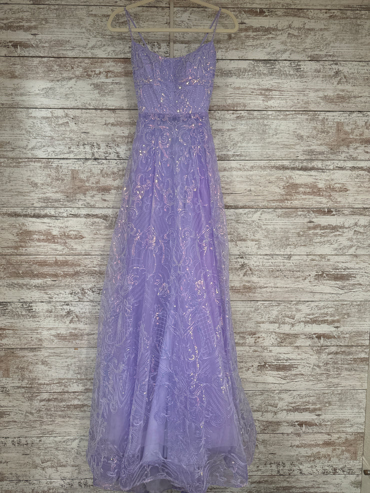 LAVENDER SPARKLY A LINE GOWN