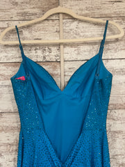 TEAL SPARKLY LONG EVENING GOWN