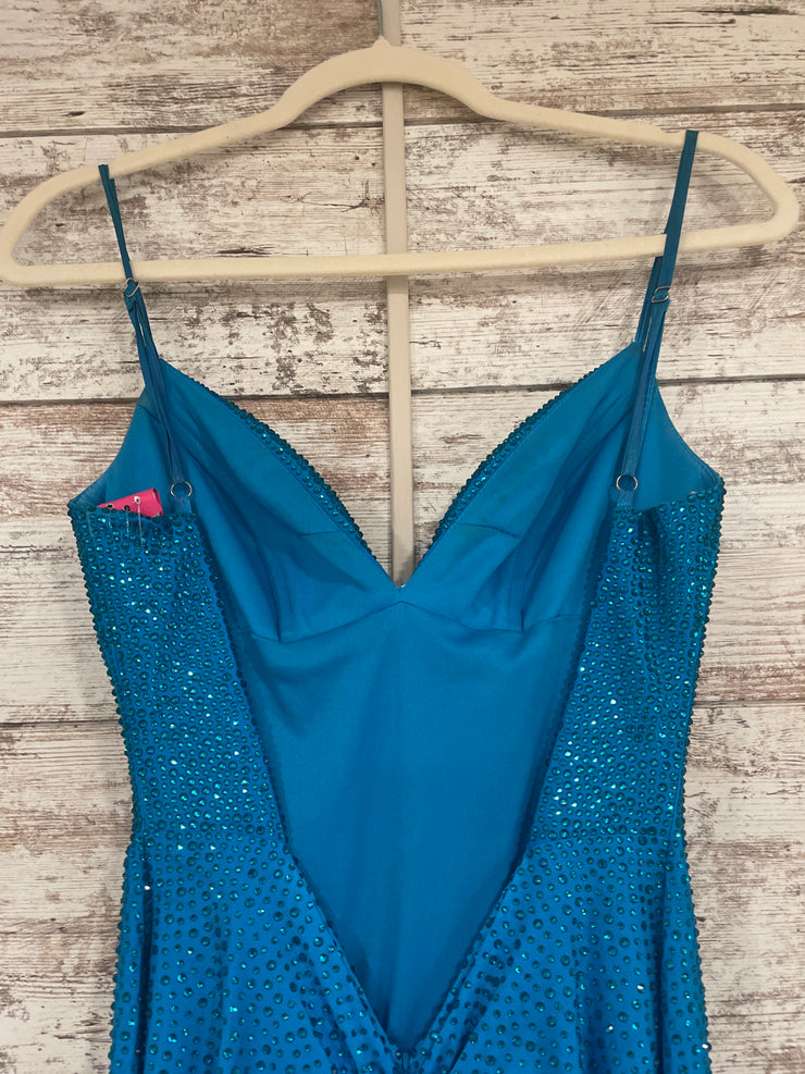 TEAL SPARKLY LONG EVENING GOWN