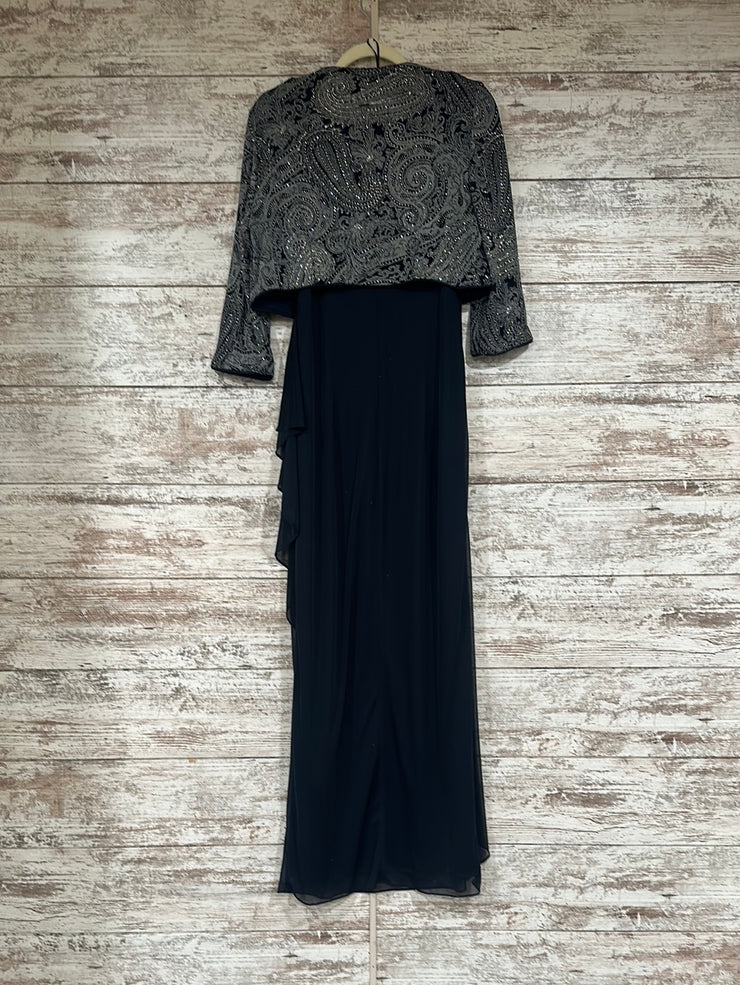 NAVY/SILVER 2 PC. LONG DRESS