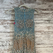 BLUE/SILVER/NUDE BEADED GOWN