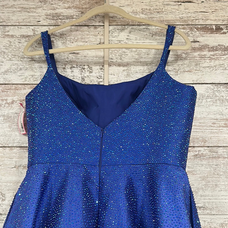 ROYAL BLUE SPARKLY A LINE GOWN
