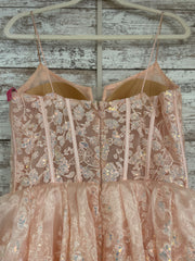 PINK/FLORAL RUFFLED A LINE GOW