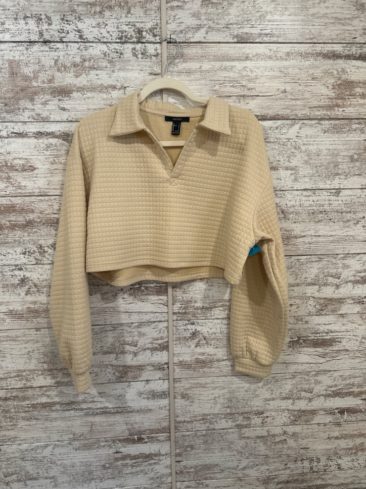 TAN CROP LONG SLEEVE TOP