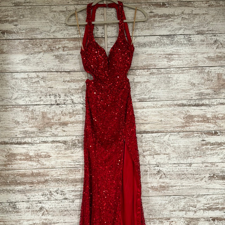 RED FULL SEQUIN LONG DRESS