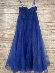 ROYAL BLUE/FLORAL A LINE GOWN