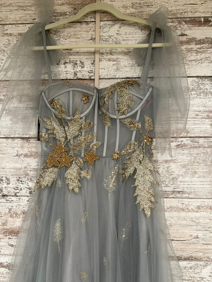 GRAY/GOLD A LINE GOWN (NEW)