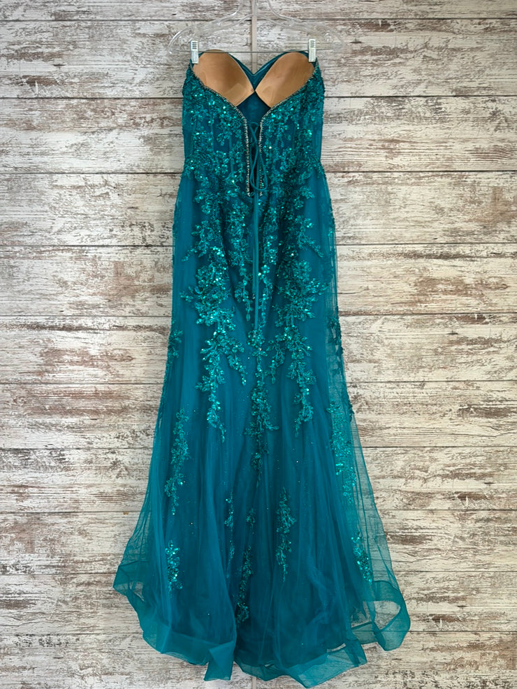 TEAL SPARKLY MERMAID GOWN