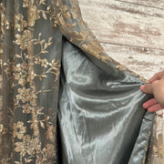 GRAY/GOLD SPARKLY A LINE GOWN