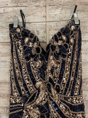 NAVY/GOLD SPARKLY LONG DRESS