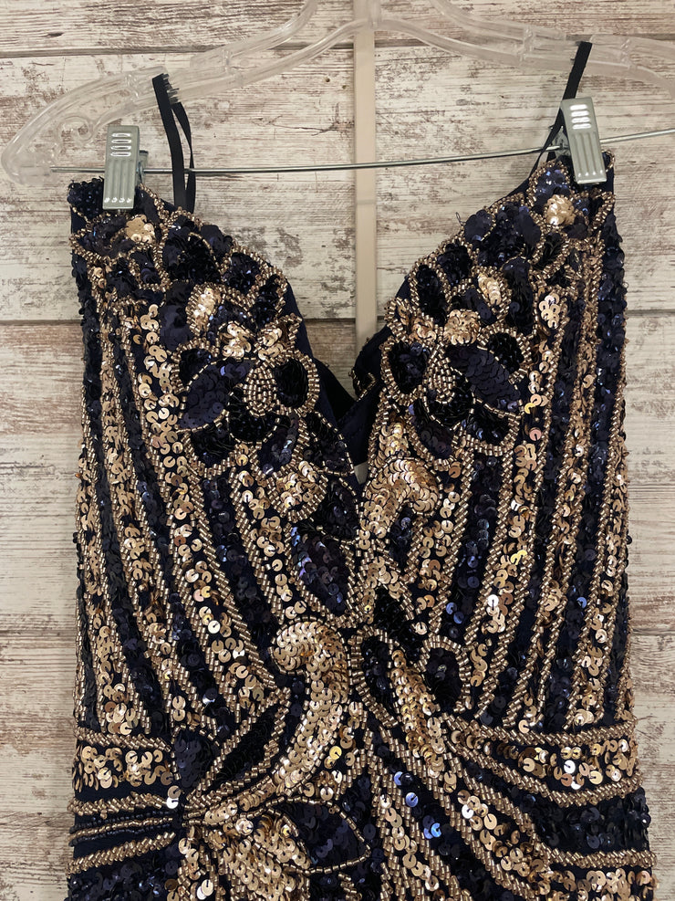 NAVY/GOLD SPARKLY LONG DRESS