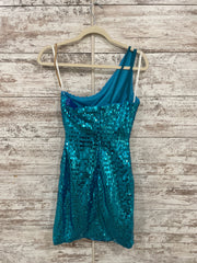 BLUE SHINY SHORT DRESS