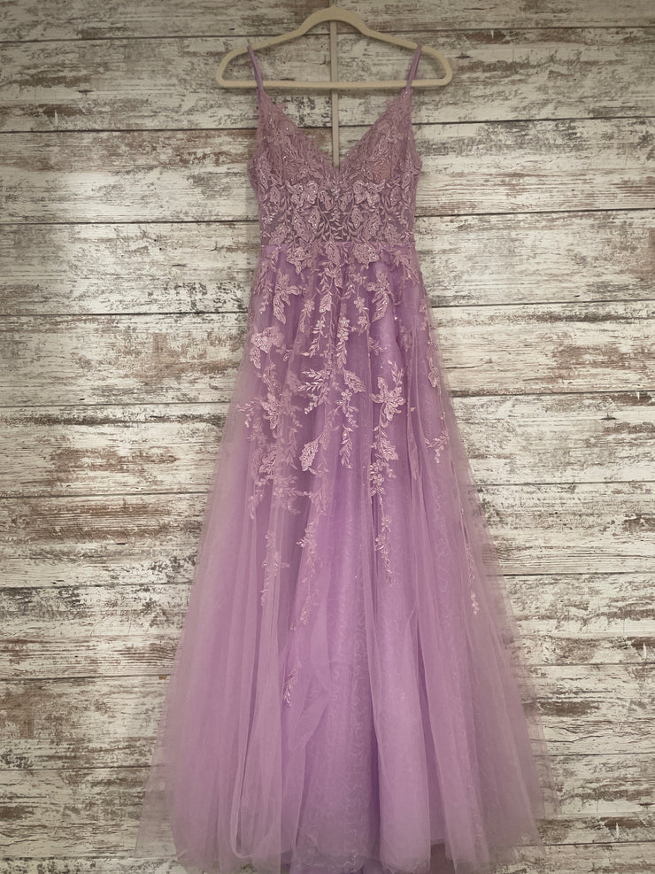 LAVENDER/FLORAL A LINE GOWN