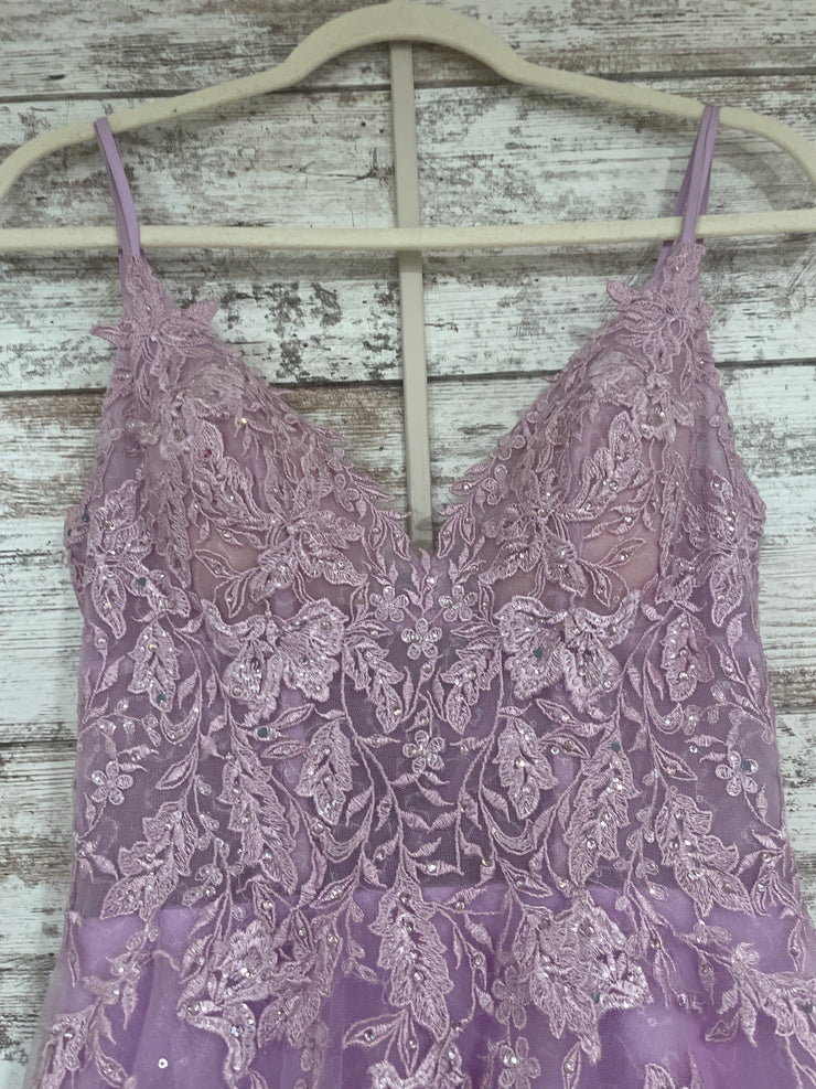 LAVENDER/FLORAL A LINE GOWN
