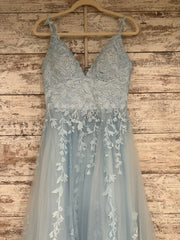 BLUE/FLORAL A LINE GOWN