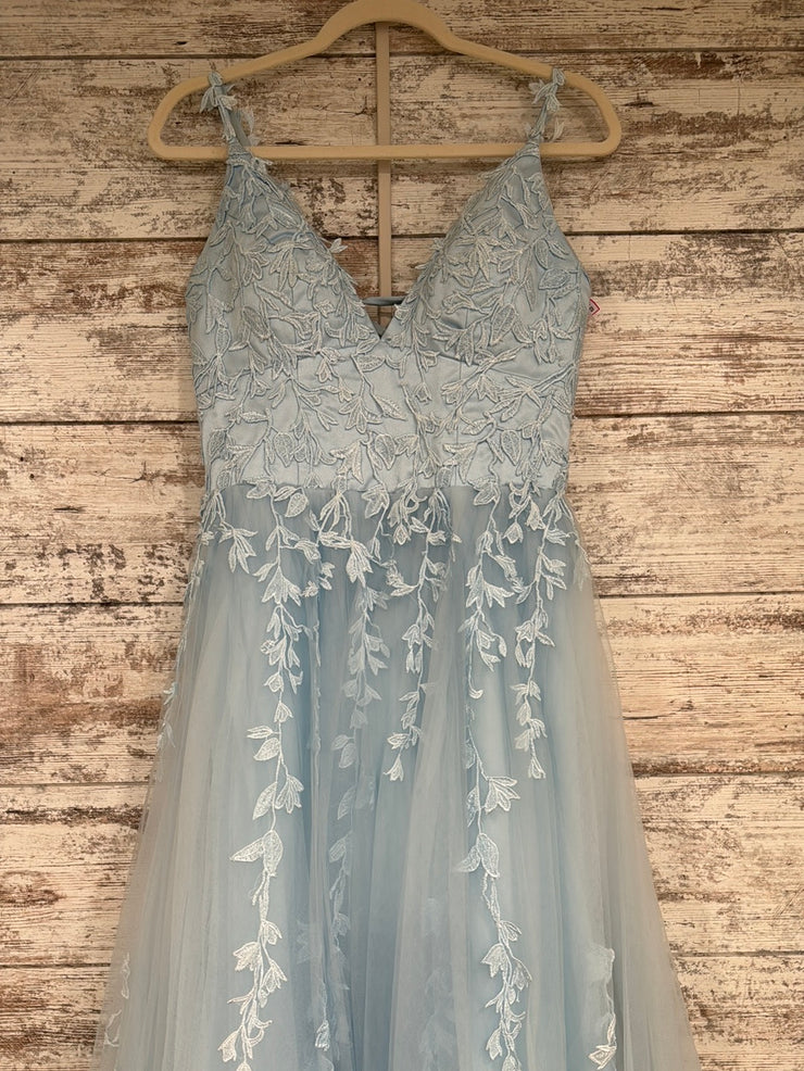 BLUE/FLORAL A LINE GOWN