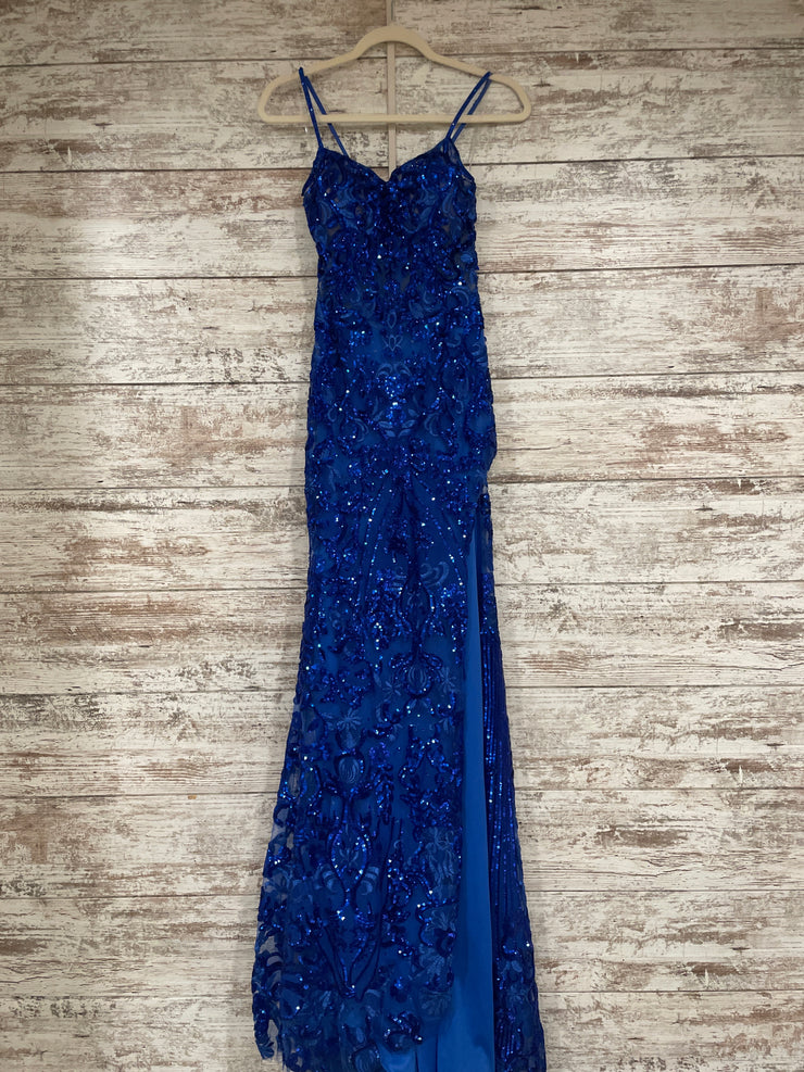 ROYAL BLUE SPARKLY LONG DRESS