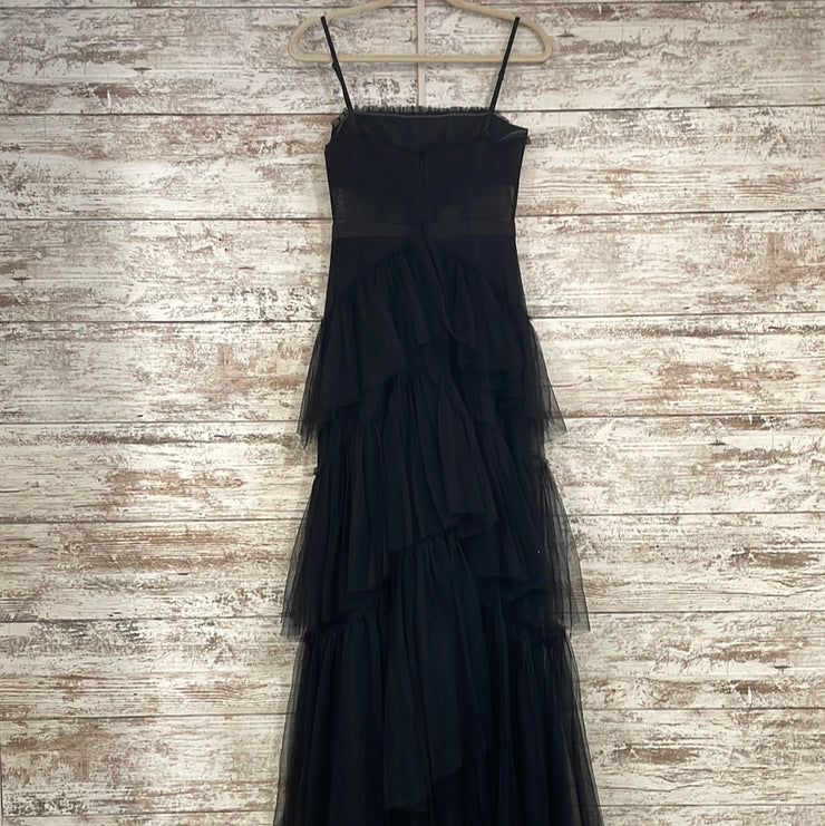 BLACK LAYERED A LINE GOWN