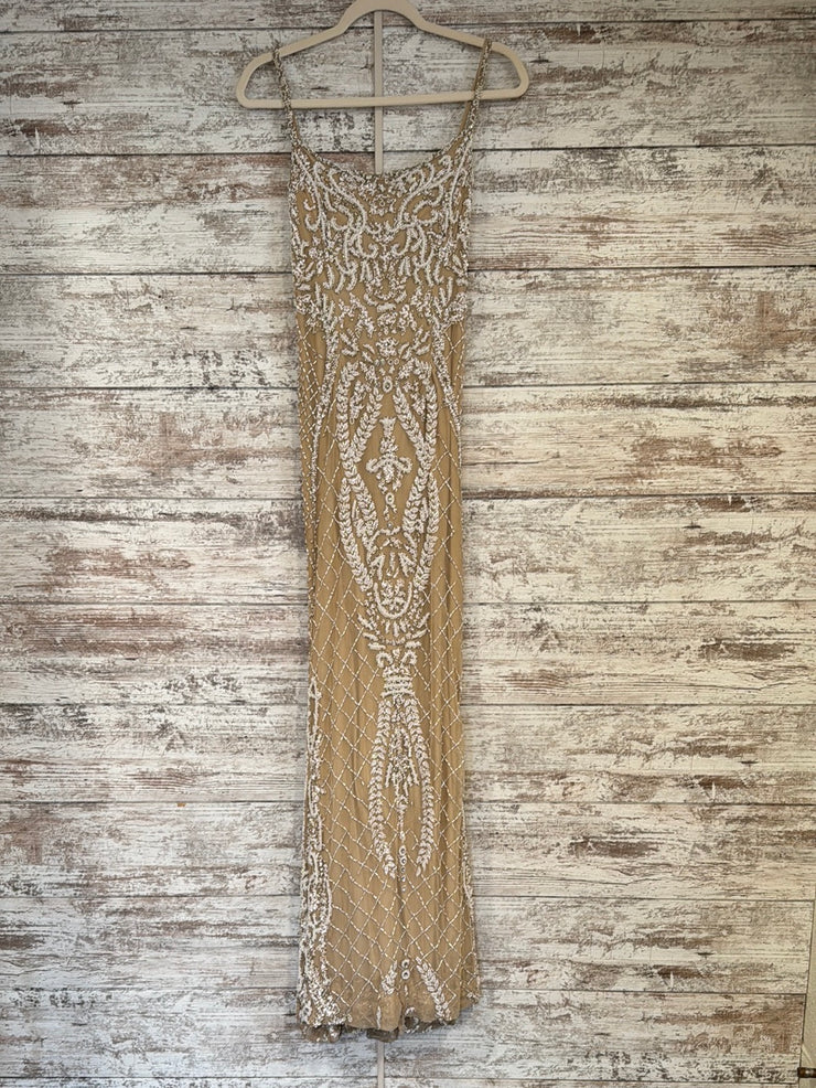 IVORY/NUDE BEADED LONG DRESS