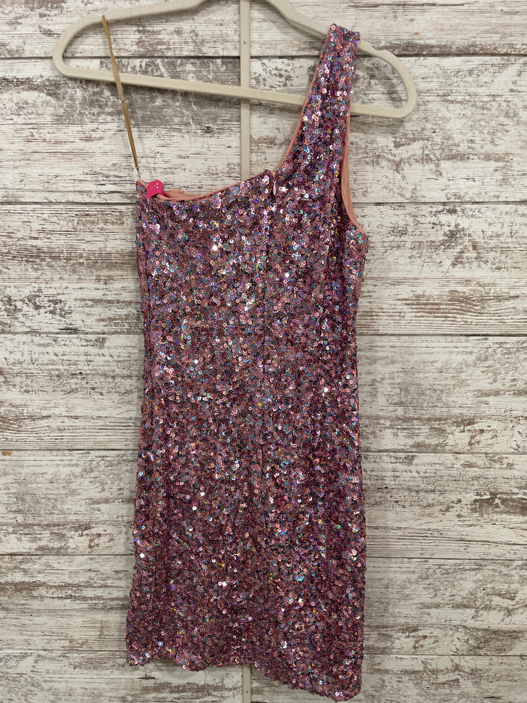 PINK SEQUIN SHORT DRESS