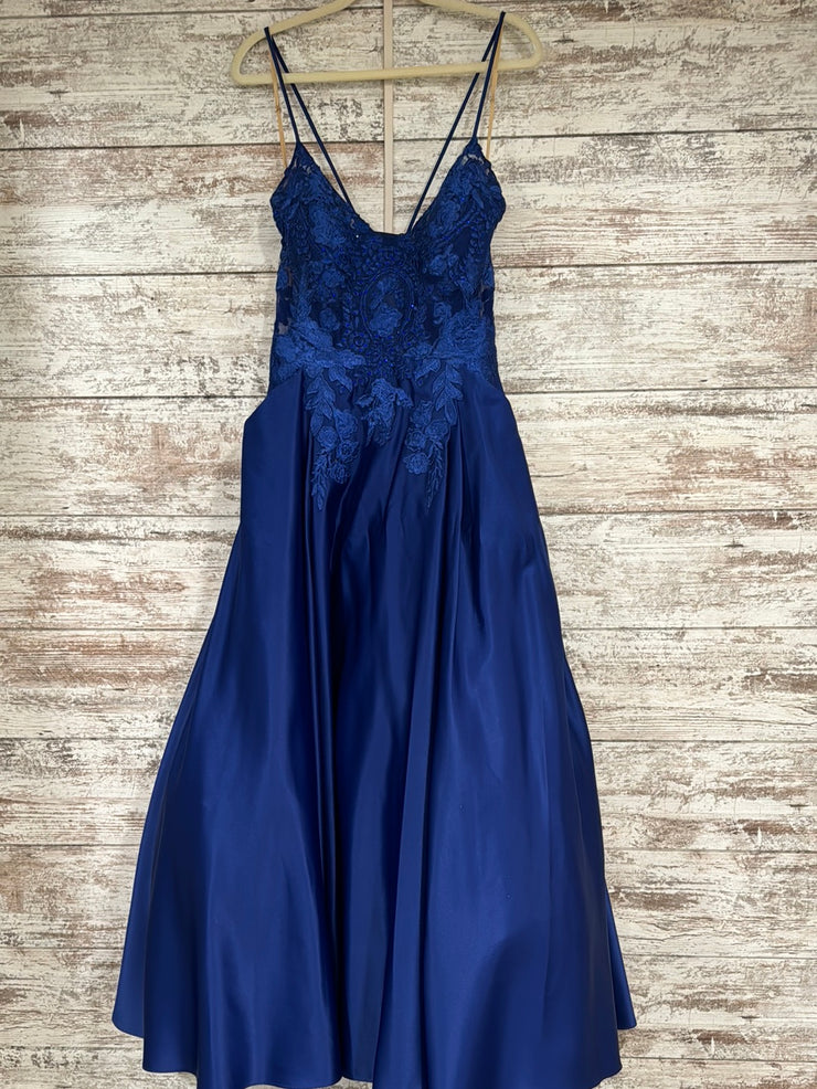 ROYAL BLUE A LINE GOWN