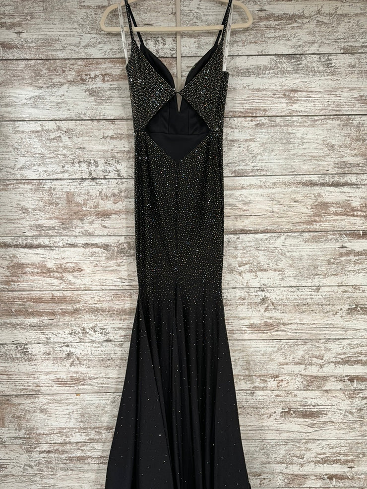 BLACK BEADED SPARKLY LONG DRES