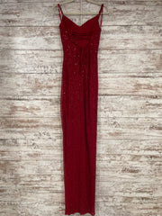 RED BEADED LONG EVENING GOWN