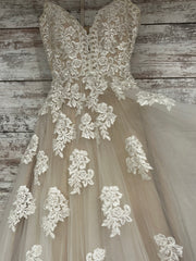 IVORY/NUDE FLORAL A LINE GOWN