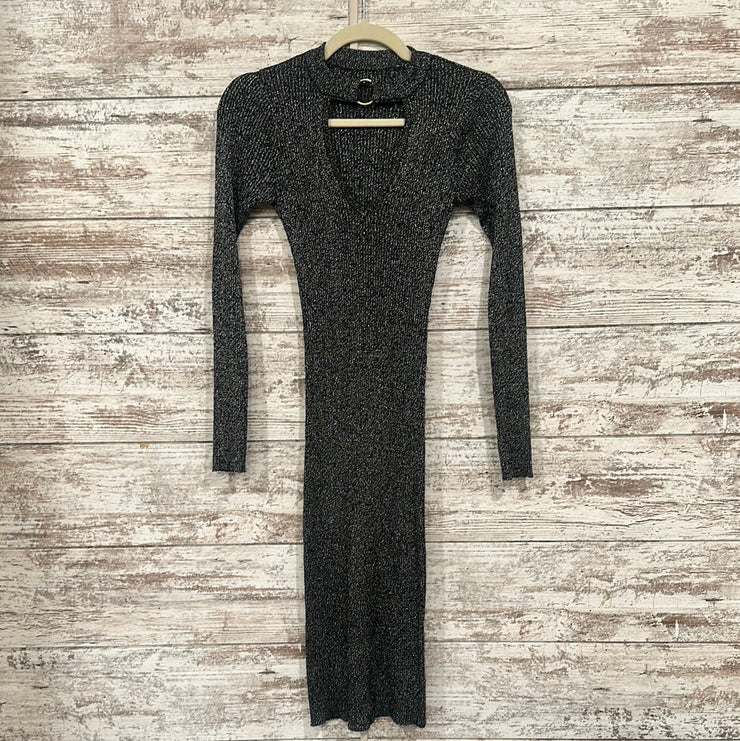 GRAY SPARKLY SWEATER DRESS-NEW