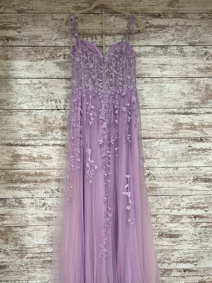 LAVENDER/FLORAL A LINE GOWN