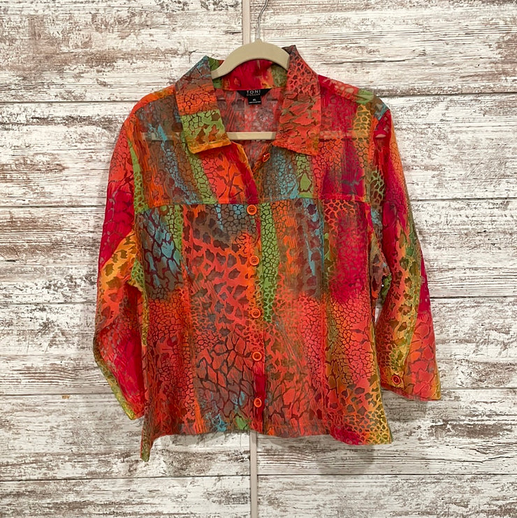 COLORFUL BUTTON UP BLOUSE
