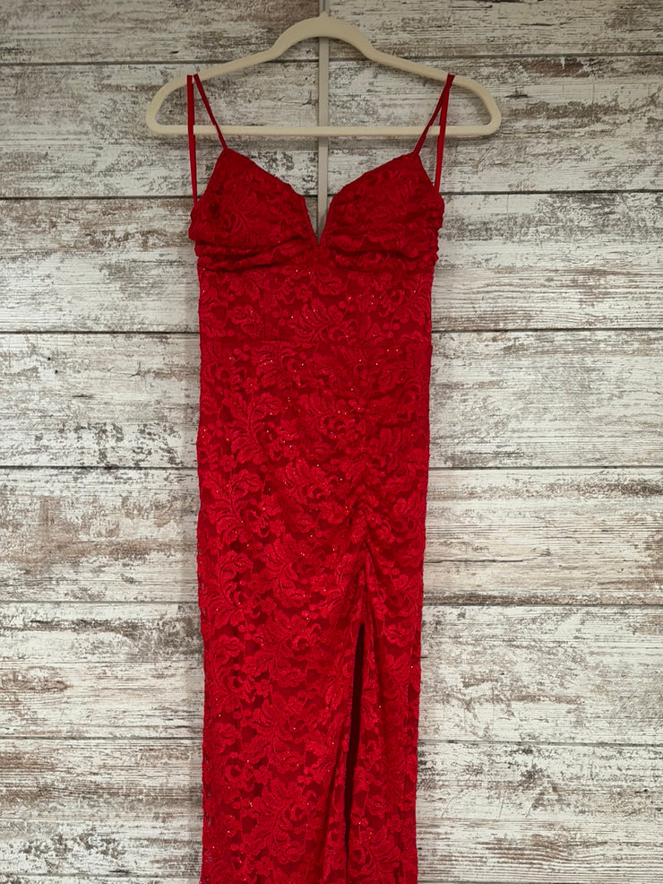 RED LACE LONG DRESS