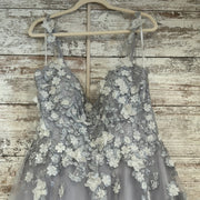 GRAY/FLORAL A LINE GOWN