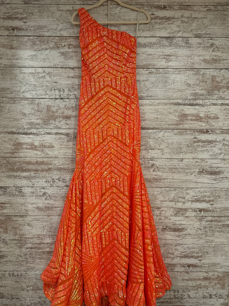ORANGE SPARKLY LONG DRESS