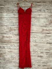 RED LACE LONG DRESS