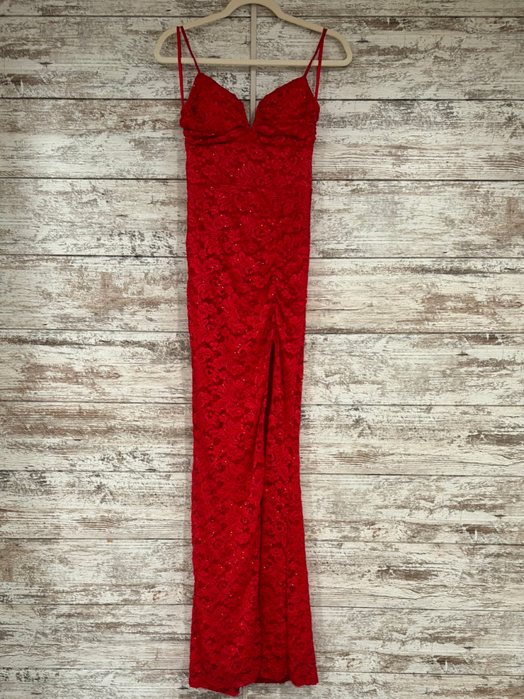 RED LACE LONG DRESS
