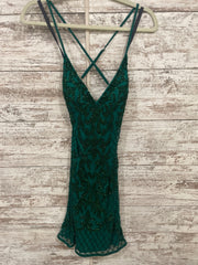GREEN BEADED SHORT DRESS (NEW)