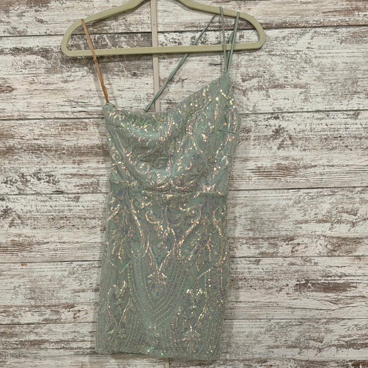GREEN SPARKLY SHORT DRESS