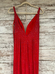 RED BEADED LONG EVENING GOWN