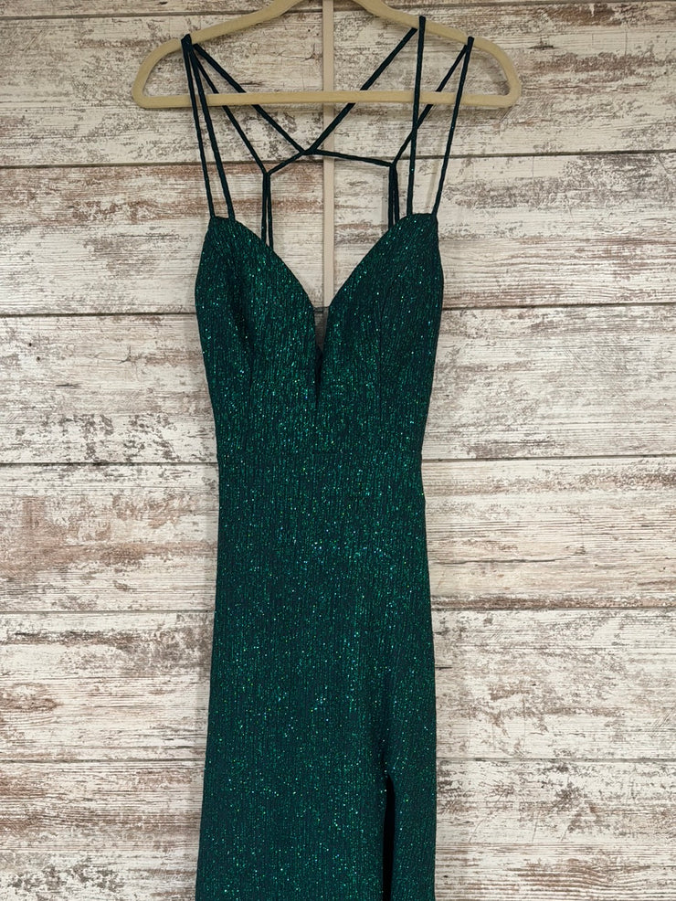 GREEN SPARKLY LONG DRESS