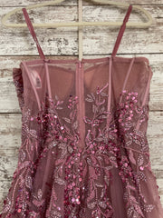 LAVENDER SPARKLY A LINE GOWN