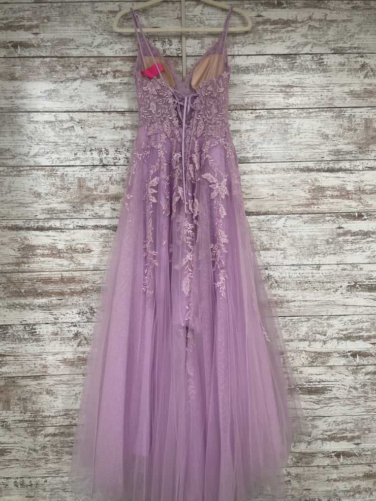 LAVENDER/FLORAL A LINE GOWN