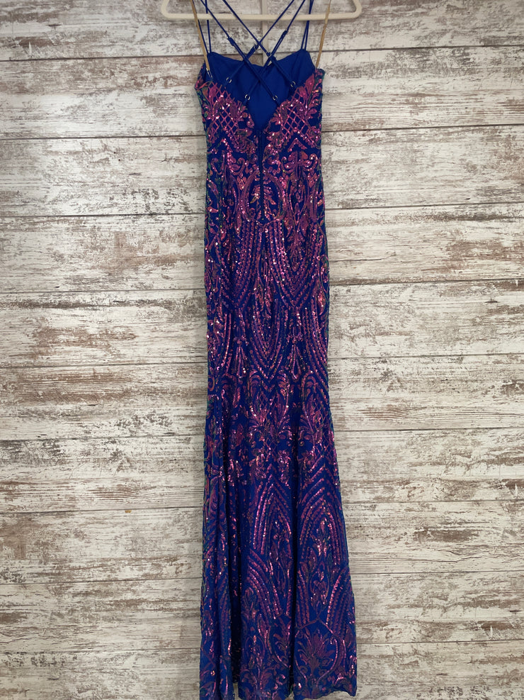 ROYAL BLUE SPARKLY LONG DRESS