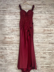 BURGUNDY/FLORAL LONG DRESS