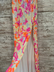 PINK/ORANGE SPARKLY LONG DRESS