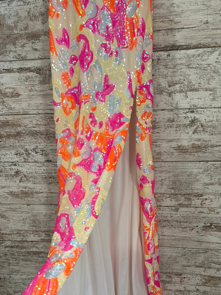 PINK/ORANGE SPARKLY LONG DRESS