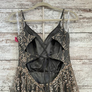 GRAY/GOLD A LINE GOWN