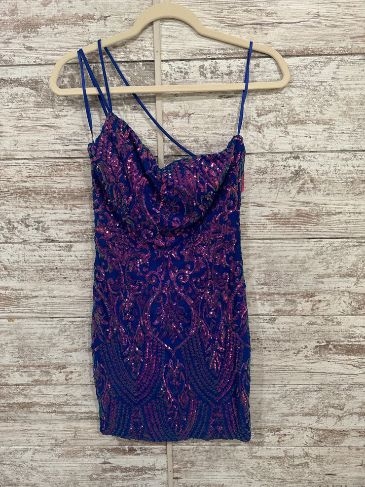 BLUE/PINK SPARKLY SHORT DRESS